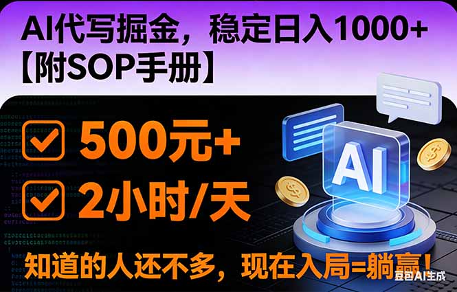 2026风口项目,AI代写掘金,稳定日入1000+,掌握核心技能【附SOP手册】-一个公司创业项目 - 淘金吧