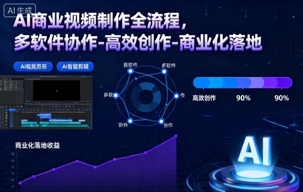 AI商业视频制作全流程2期,多软件协作-高效创作-商业化落地(更新)-一个公司创业项目 - 淘金吧