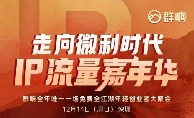 2025ip嘉年华万人12月14深圳线下课，走向微利时代，IP流量嘉年华，实操性极强的商业干货课-一个公司创业项目 - 淘金吧