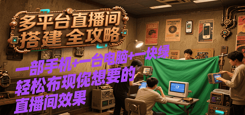 图片[1]-多平台直播间搭建全攻略，一部手机+一台电脑+一块绿布轻松实现你想要的直播间效果-云创网