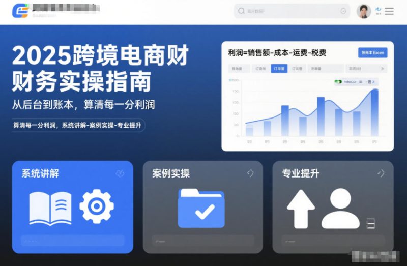 2025跨境电商财务实操指南，从后台到账本，算清每一分利润，系统讲解-案例实操-专业提升-一个公司创业项目 - 淘金吧
