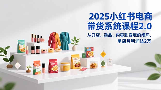 2025小红书电商带货系统课程2.0，从开店、选品、内容到变现的闭环，单店月利润达2万-一个公司创业项目 - 淘金吧