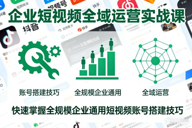 企业短视频全域运营实战课，快速掌握全规模企业通用短视频账号搭建技巧-一个公司创业项目 - 淘金吧