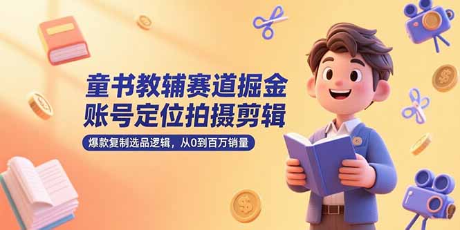 童书教辅赛道掘金,账号定位拍摄剪辑,爆款复制选品逻辑,从0到百万销量-一个公司创业项目 - 淘金吧