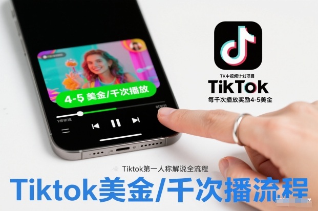 TK中视频计划项目,Tiktok第一人称解说流程,每干次播放奖励4-5美金-一个公司创业项目 - 淘金吧