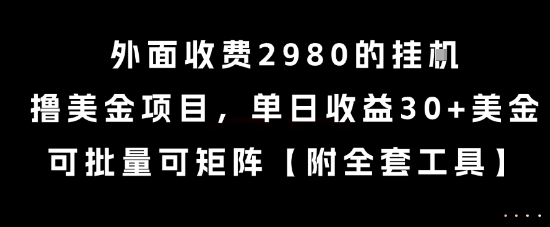 外面收费2980的挂G撸美金项目,单日收益30+美金,可批量可矩阵【揭秘】-一个公司创业项目 - 淘金吧