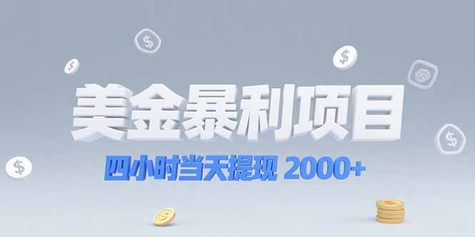 美金暴利项目,四小时当天提现 2000+机会留给会选赛道的人-一个公司创业项目 - 淘金吧