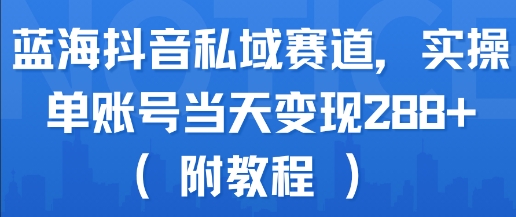 蓝海抖音私域赛道,实操单账号当天变现288+(附教程)-一个公司创业项目 - 淘金吧