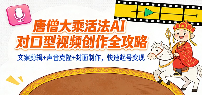 图片[1]-“大乘活法”AI对口型视频创作全攻略：文案剪辑+声音克隆+封面制作，快速起号变现-云创网
