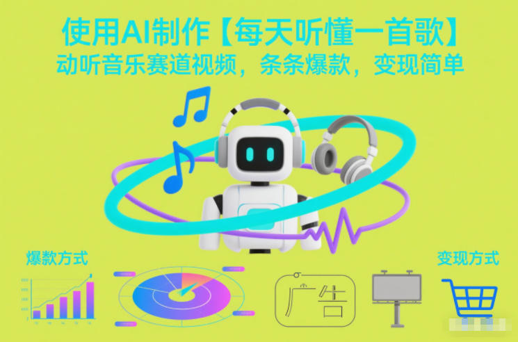 使用AI制作【每天听懂一首歌】动听音乐赛道视频，条条爆款，变现简单-一个公司创业项目 - 淘金吧