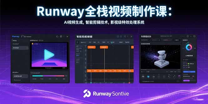 Runway全栈视频制作课:AI视频生成,智能剪辑技术,影视级特效处理系统-一个公司创业项目 - 淘金吧