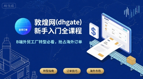 敦煌网(dhgate)新手入门全课程,B端外贸工厂转型必看,抢占海外订单-一个公司创业项目 - 淘金吧