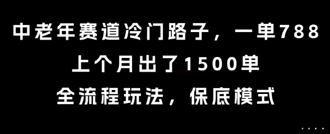 中老年赛道冷门路子,一单788,上个月出了1500单,全流程玩法,保底模式【揭秘】-一个公司创业项目 - 淘金吧