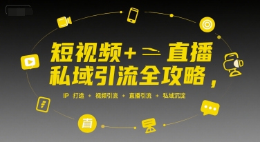 短视频+直播私域引流全攻略,IP打造 +视频引流 +直播引流 +私域沉淀-一个公司创业项目 - 淘金吧
