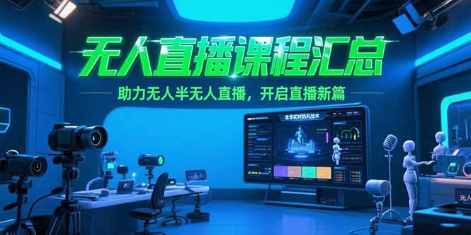 无人直播课程汇总,含非实时防风技术,助力无人半无人直播,开启直播新篇-一个公司创业项目 - 淘金吧