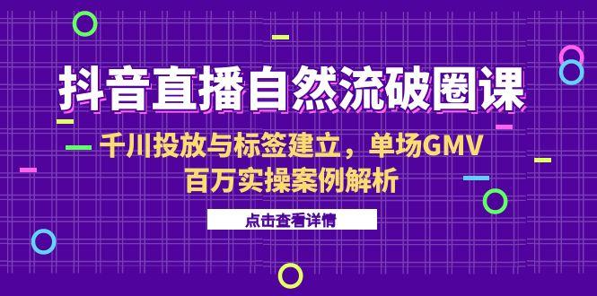 抖音直播自然流破圈课-6月,千川投放与标签建立,单场GMV百万实操案例解析-一个公司创业项目 - 淘金吧