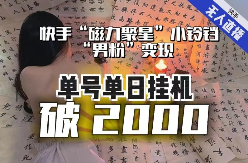 【日入破2000】快手无人直播不进人？“磁力聚星”没收益？不会卡屏、卡同城流量？最新课程会通通解决！-一个公司创业项目 - 淘金吧