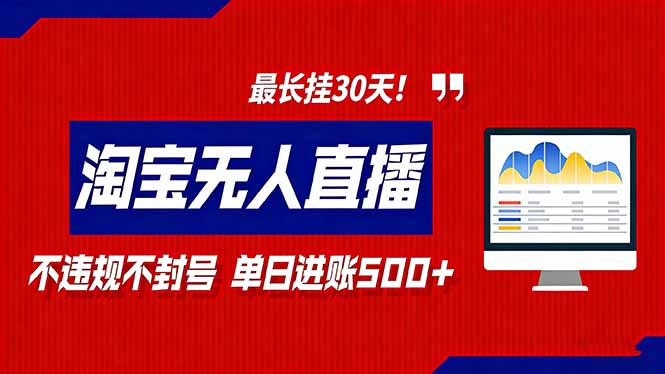 2026淘宝无人直播带货,不违规不封号,每日收益500+,最长挂30 天!-一个公司创业项目 - 淘金吧