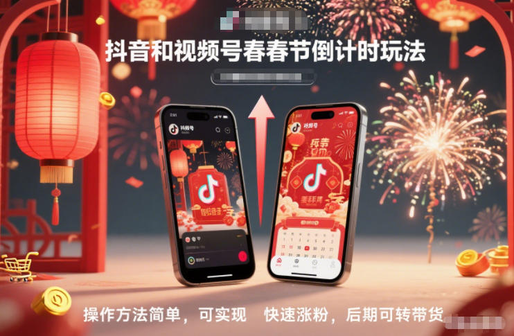 抖音和视频号,春节倒计时玩法,操作方法简单,可实现快速涨粉,后期可转带货-一个公司创业项目 - 淘金吧