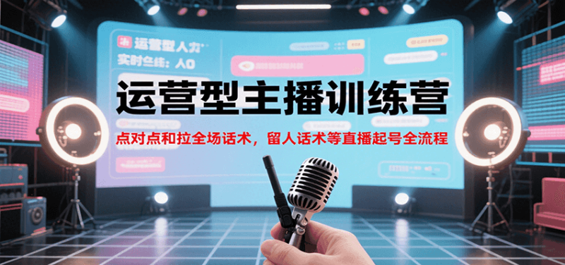 运营型主播训练营,点对点和拉全场话术,留人话术等直播起号全流程(更新7月)-一个公司创业项目 - 淘金吧