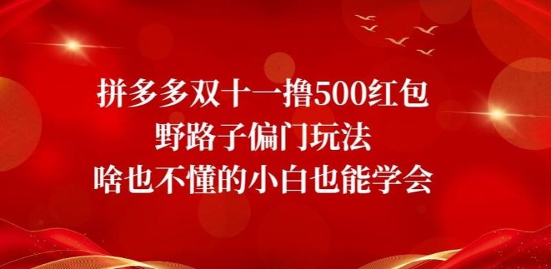 拼多多双十一撸500红包野路子偏门玩法,啥也不懂的小白也能学会【揭秘】-一个公司创业项目 - 淘金吧