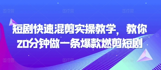 短剧快速混剪实操教学,教你20分钟做一条爆款燃剪短剧-一个公司创业项目 - 淘金吧