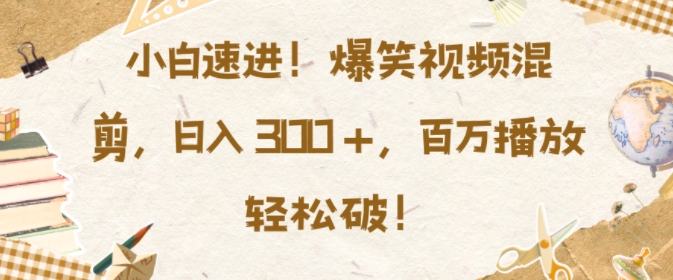 小白速进,爆笑视频混剪,日入3张,百万播放轻松破【揭秘】-一个公司创业项目 - 淘金吧