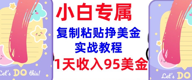 复制粘贴挣美金,0门槛,1天收入95美刀,3分钟学会,内部教程(首次公开)-一个公司创业项目 - 淘金吧
