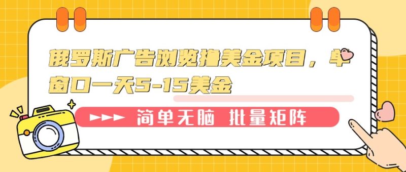 俄罗斯广告浏览撸美金项目，单窗口一天5-15美金-一个公司创业项目 - 淘金吧