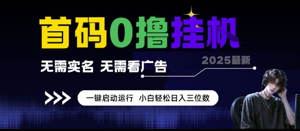 首码0撸挂G项目,无需实名无需看广告 一键启动运行,小白轻松日入三位数【揭秘】-一个公司创业项目 - 淘金吧