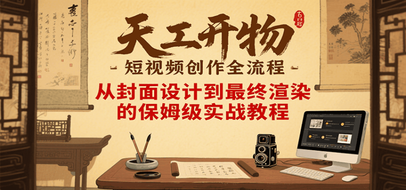 天工开物短视频创作全流程,从封面设计到最终渲染的保姆级实战教程-一个公司创业项目 - 淘金吧