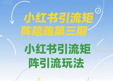 小红书引流矩阵陪跑第三期,小红书引流矩阵引流玩法-一个公司创业项目 - 淘金吧