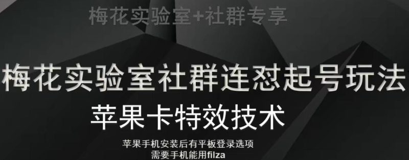 梅花实验室社群视频号连怼起号玩法，最新苹果卡特效技术-一个公司创业项目 - 淘金吧