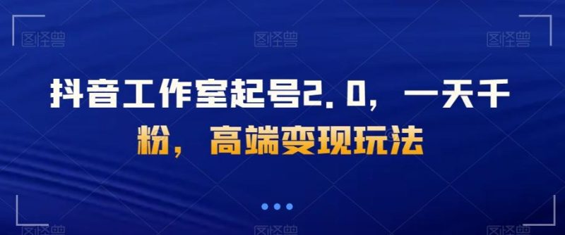 抖音工作室起号2.0,一天千粉,高端变现玩法【揭秘】-一个公司创业项目 - 淘金吧