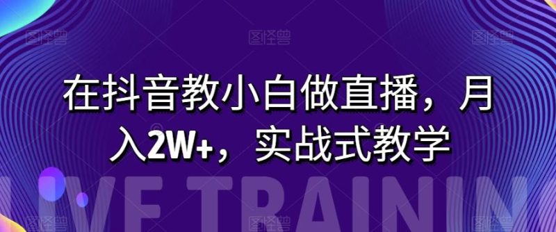 在抖音教小白做直播,月入2W+,实战式教学【揭秘】-一个公司创业项目 - 淘金吧
