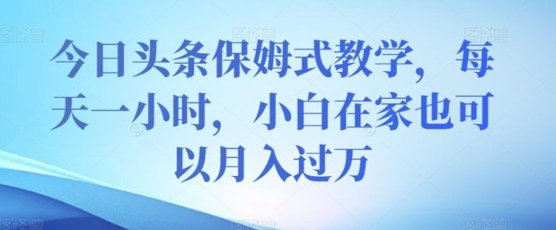 今日头条保姆式教学，每天一小时，小白在家也可以月入过万【揭秘】-一个公司创业项目 - 淘金吧