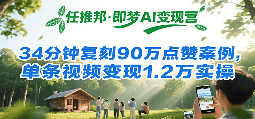 图片[1]-任推邦·即梦AI变现营，34分钟复刻90万点赞案例，单条视频变现1.2万实操-云创网