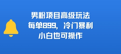 男粉项目高级玩法,每单899,冷门暴利,小白也可操作-一个公司创业项目 - 淘金吧