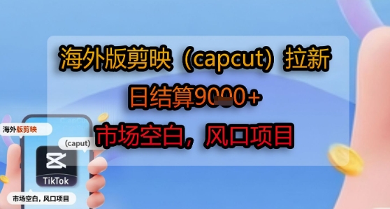 海外版剪映(capcut)拉新,日结算1k+,市场空白,风口项目-一个公司创业项目 - 淘金吧