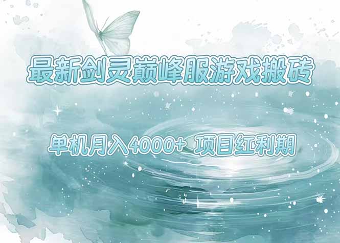 最新剑灵巅峰服游戏搬砖,项目红利期,单机稳定4000+操作简单好上手-一个公司创业项目 - 淘金吧