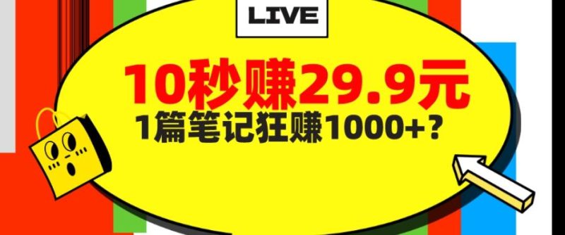 她，靠1个软件，10秒赚29.9元，1篇笔记狂赚1000+？-一个公司创业项目 - 淘金吧