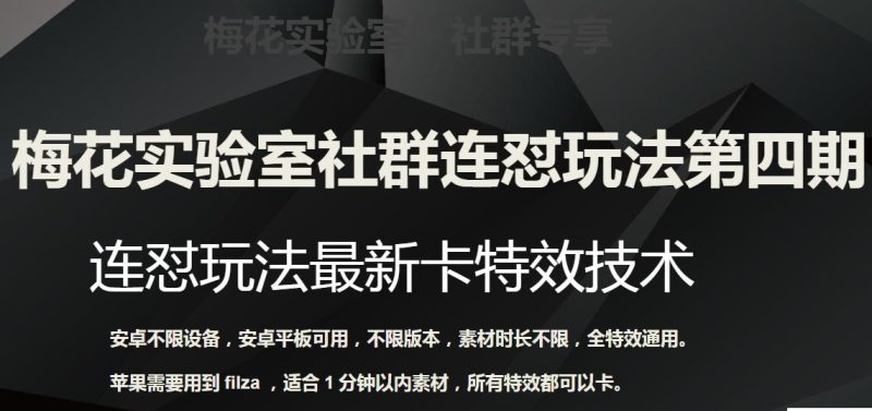 梅花实验室社群连怼玩法第四期：连怼最新卡特效方法（不限设备）-一个公司创业项目 - 淘金吧