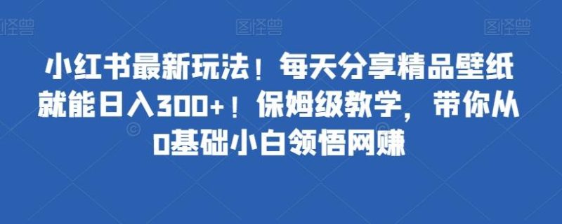小红书最新玩法!每天分享精品壁纸就能日入300+!保姆级教学,带你从0基础小白领悟网赚-一个公司创业项目 - 淘金吧