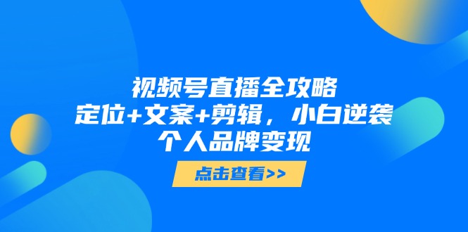 视频号直播全攻略,定位+文案+剪辑,小白逆袭个人品牌变现-一个公司创业项目 - 淘金吧