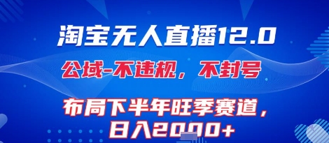 淘宝无人直播12.0,不封号,不违规,布局下半年旺季赛道,日入1k+(独家技术)【揭秘】-一个公司创业项目 - 淘金吧