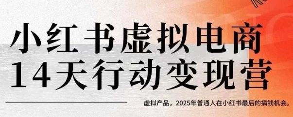小红书虚拟电商14天变现训练营,虚拟产品,2025年普通人在小红书最后的搞钱机会-一个公司创业项目 - 淘金吧