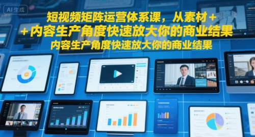 短视频矩阵运营体系课,从素材+内容生产角度快速放大你的商业结果-一个公司创业项目 - 淘金吧