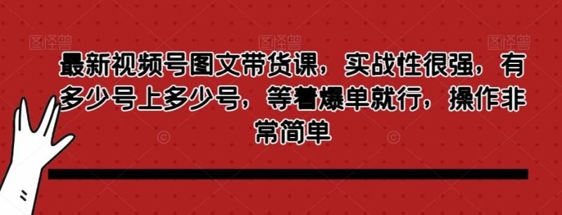 最新视频号图文带货课,实战性很强,有多少号上多少号,等着爆单就行,操作非常简单-一个公司创业项目 - 淘金吧