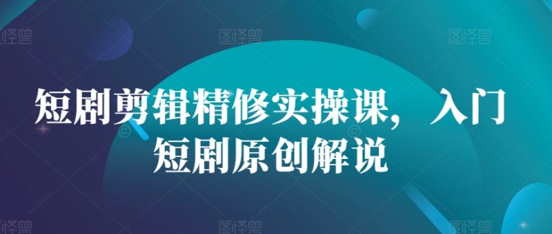 短剧剪辑精修实操课，入门短剧原创解说-一个公司创业项目 - 淘金吧