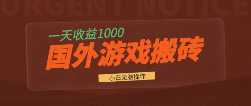 国外游戏全自动搬砖,一天收益1000+ 小白无脑操作-一个公司创业项目 - 淘金吧